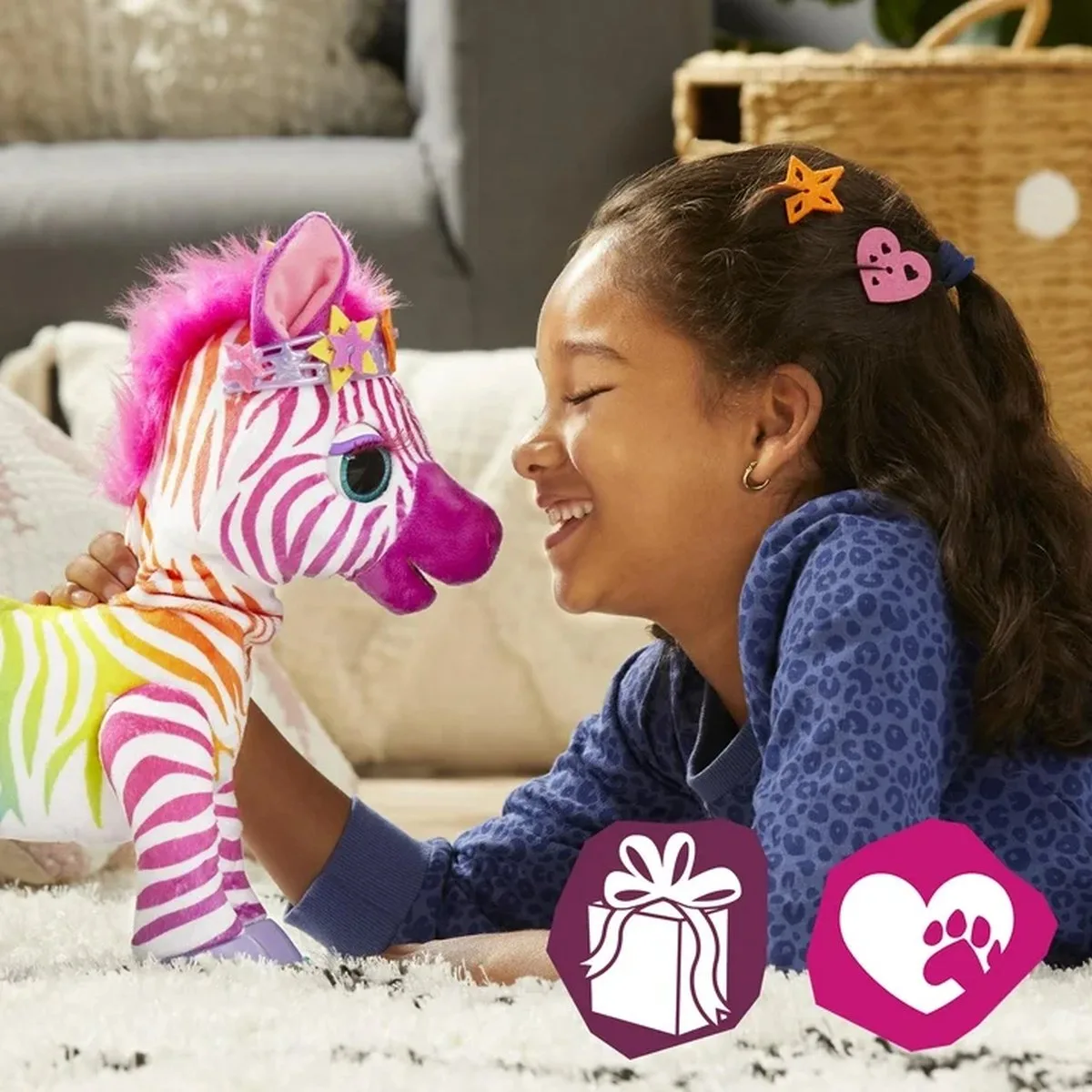 FurReal Zenya - Interactieve zebra knuffel met 80+ geluiden - 4+ jaar fra Hasbro – produktbillede