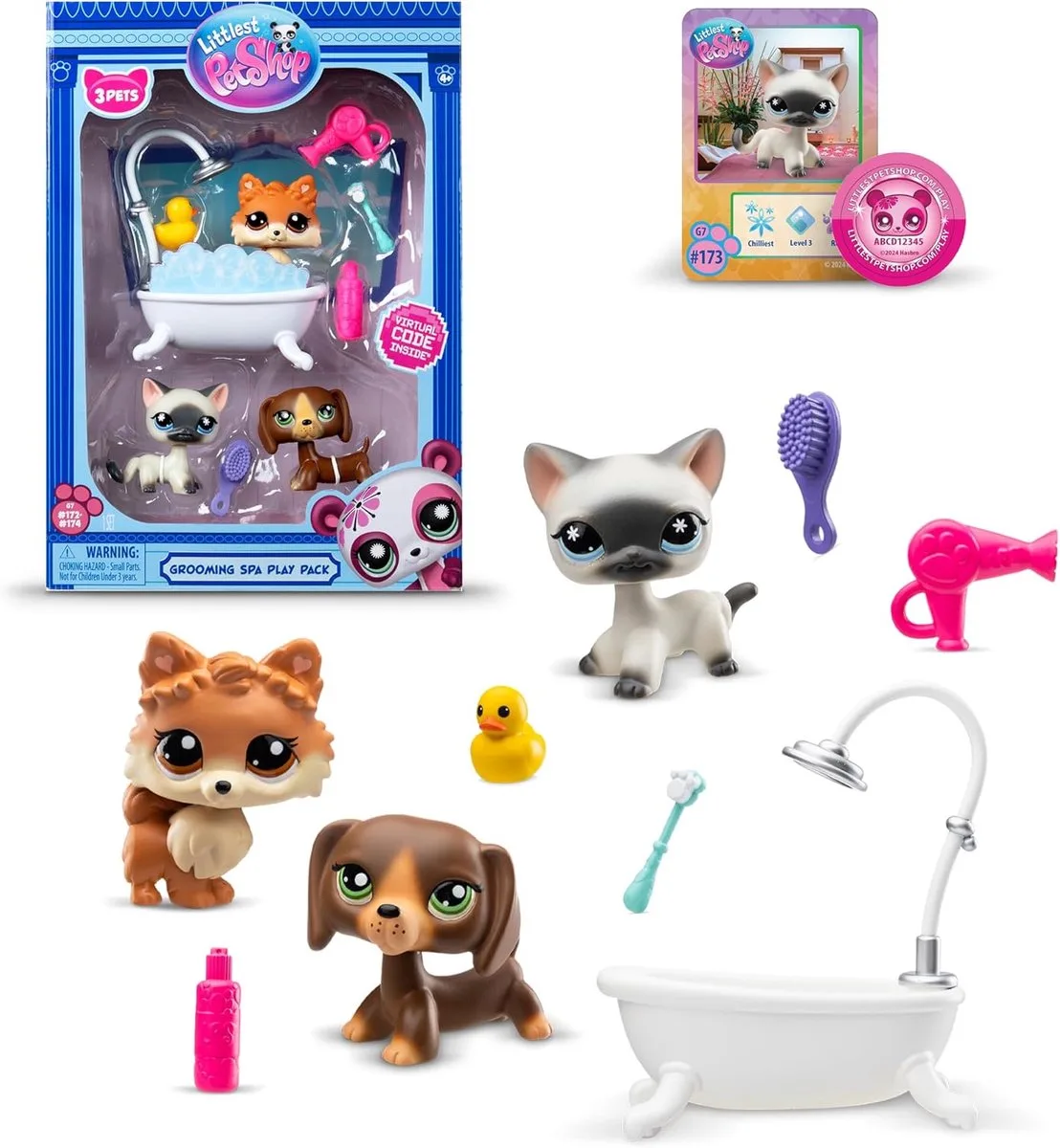 Littlest Pet Shop Grooming Spa Play Pack - 7 diertjes - Speelfiguren set von Hasbro – Produktfoto