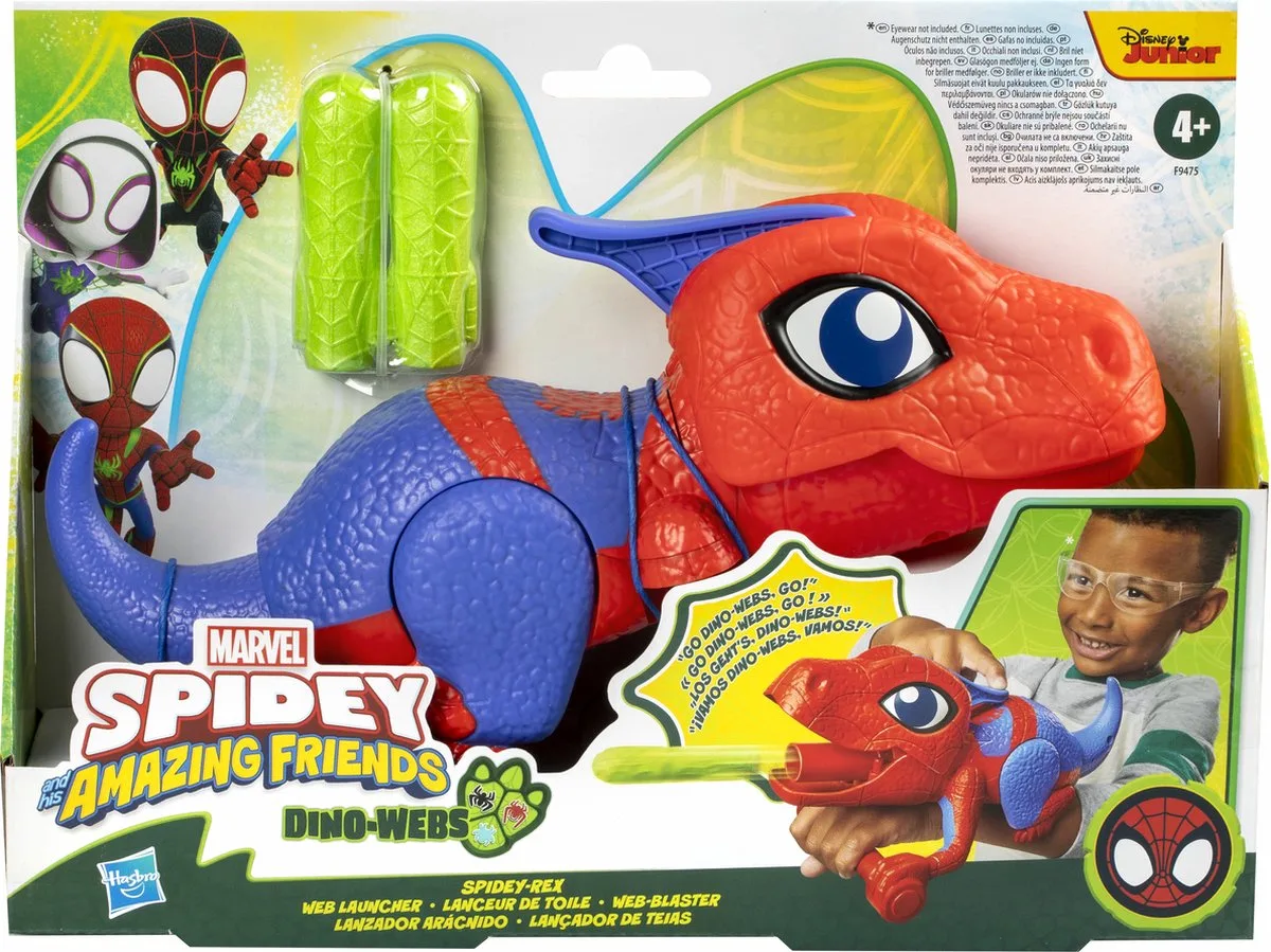 Marvel Spidey and His Amazing Friends Dino-Webs Spidey-Rex Web - spidey - Launcher Speelgoed - vanaf 3 jaar de Hasbro en Bleu, Rouge – photo du produit