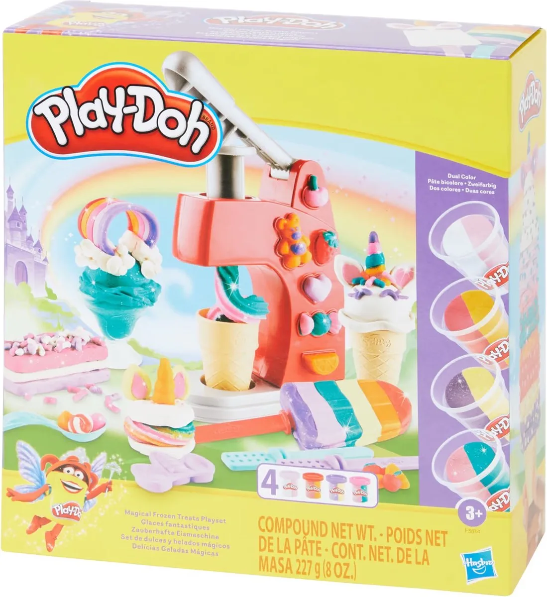 Play-Doh Magical Frozen Treats Playset - 4 potten met dubbele kleuren + Speelset van Hasbro in Veel kleuren – productfoto