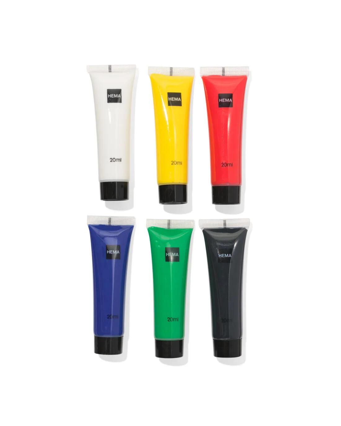 Basiskleuren acrylverf 20ml - 6 stuks van HEMA – productfoto