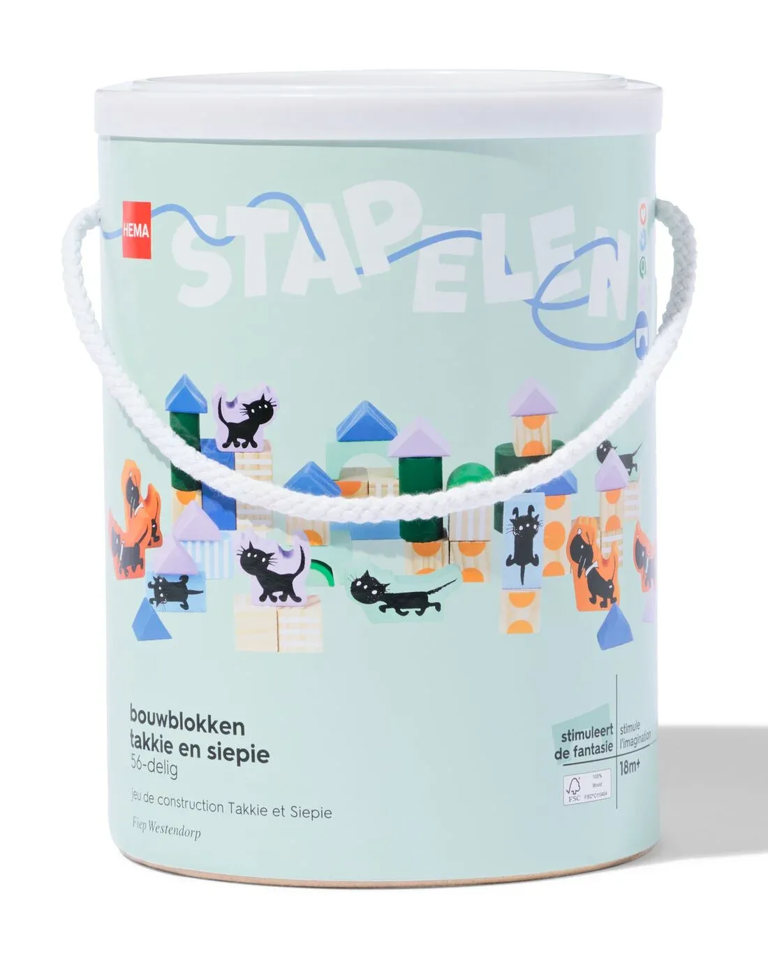 Blokkenset hout Takkie en Siepie 56-delig by HEMA – product photo