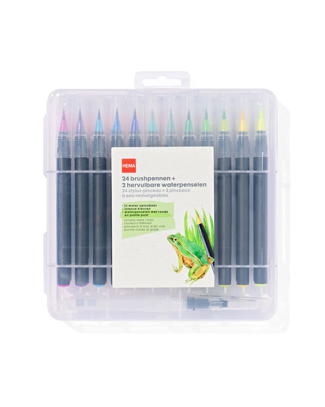 Brushpennen en hervulbare waterpenselen 26-delig van HEMA – productfoto