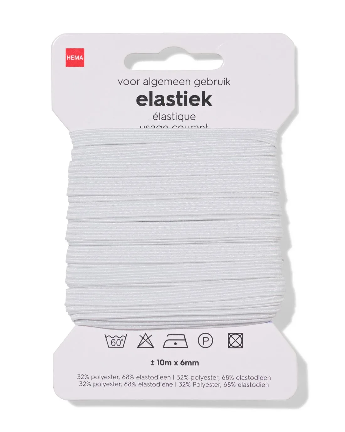 Elastiek 10mx6mm wit fra HEMA – produktbillede
