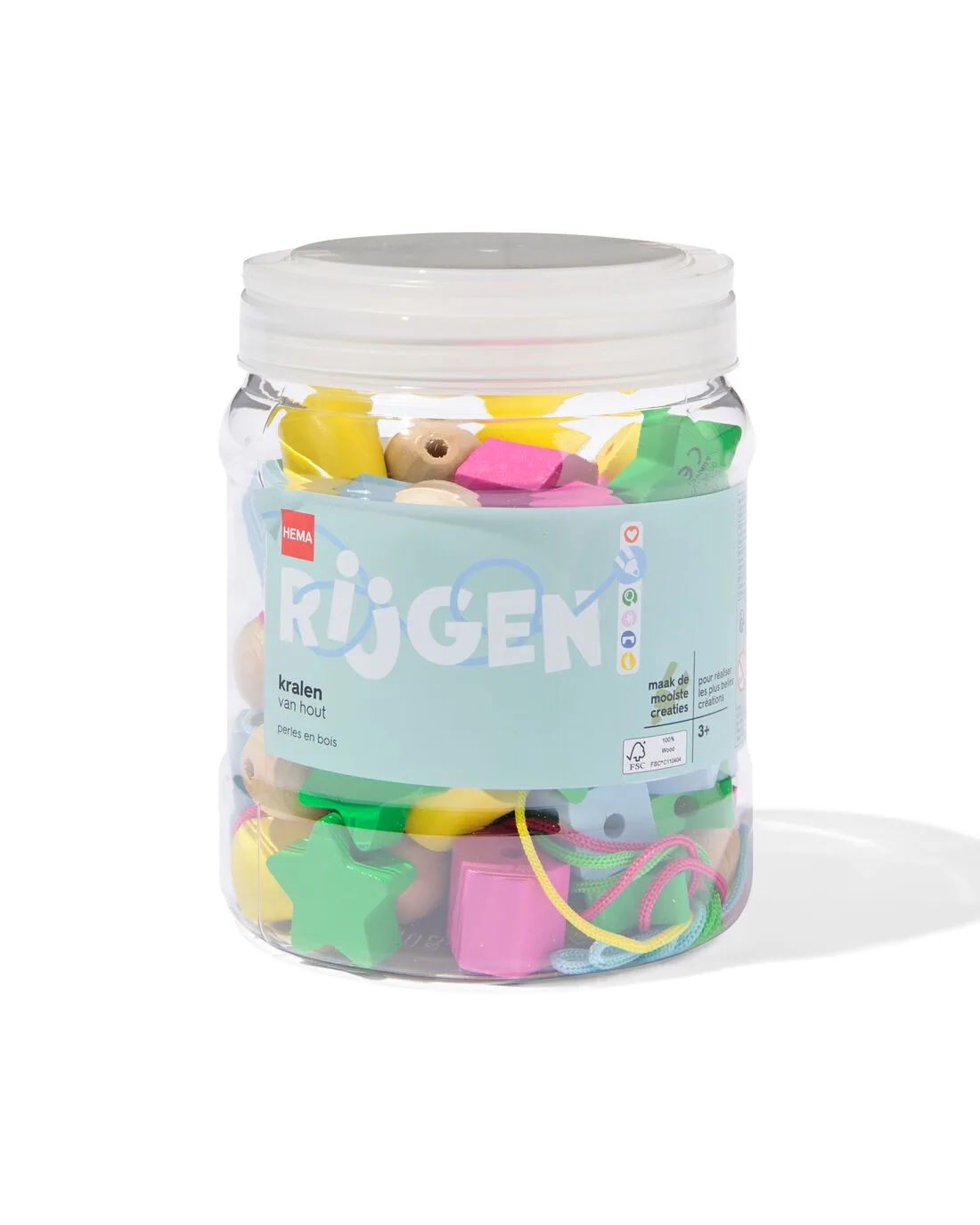 Emmer houten kralen met rijgkoord - 70 stuks van HEMA – productfoto