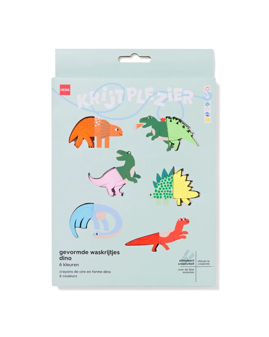 Gevormde waskrijtjes dino - 6 stuks by HEMA – product photo