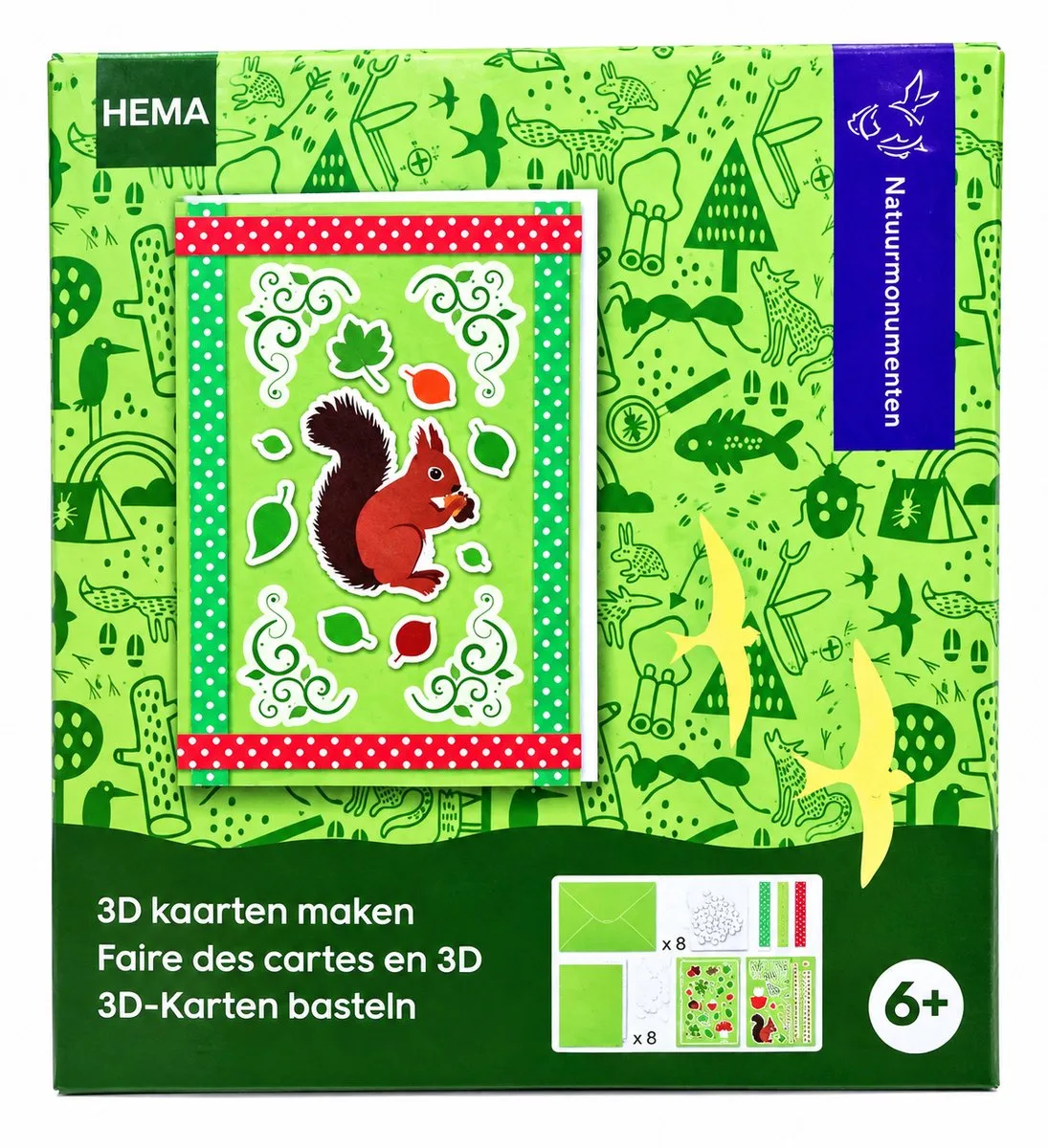 Herfst - 3D kaarten maken - Eekhoorn - 8 stuks - Kaarten - Knutselen - Natuur de HEMA en Vert – photo du produit