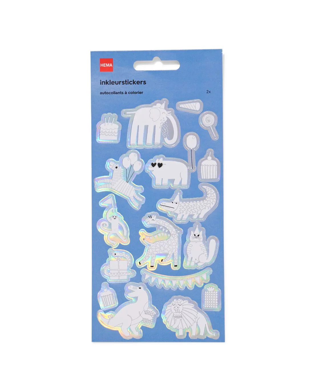 Inkleurstickers feestdieren - 2 stuks by HEMA – product photo