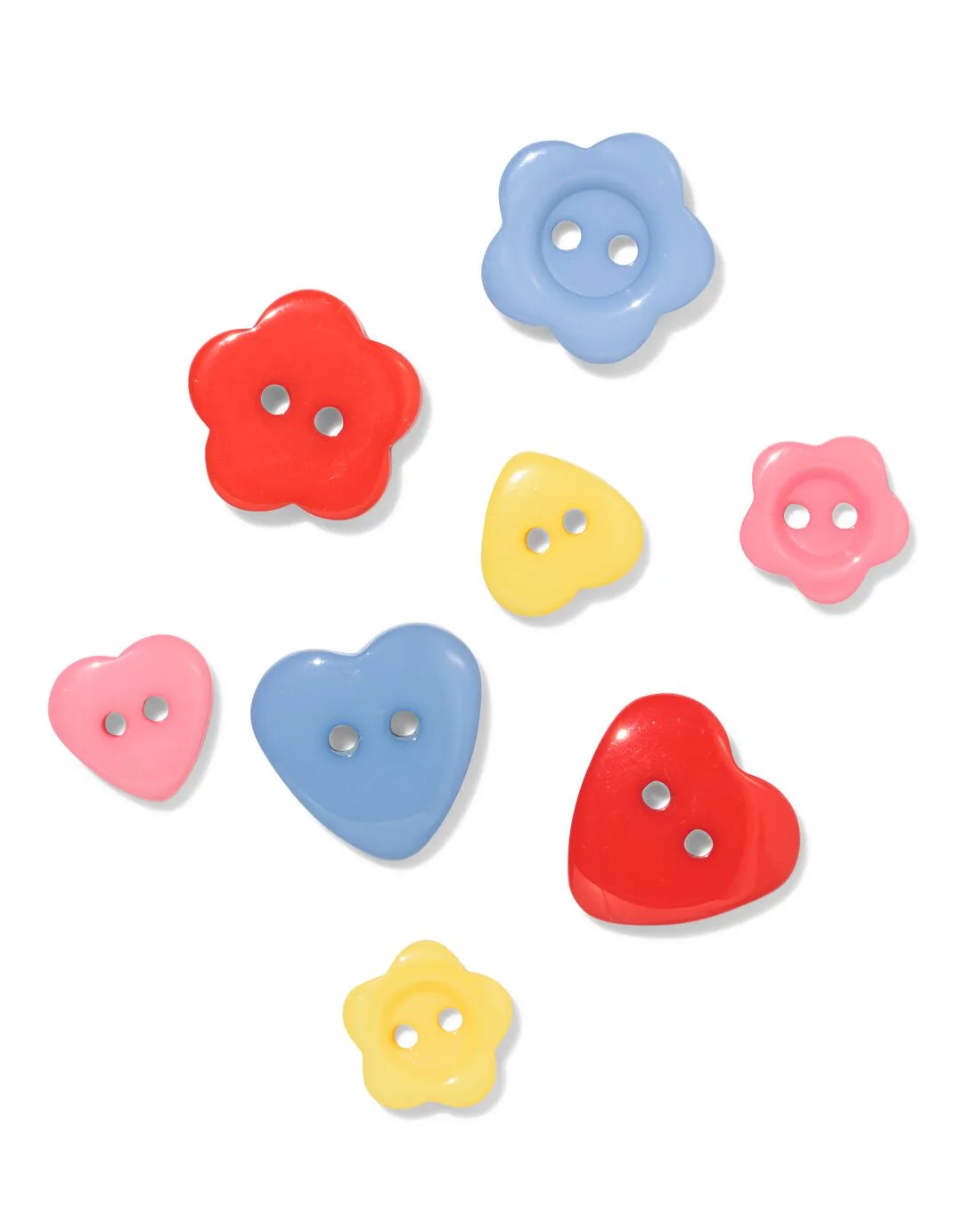 Kinderknopenset bloem-hart - 8 stuks (multi) fra HEMA – produktbillede