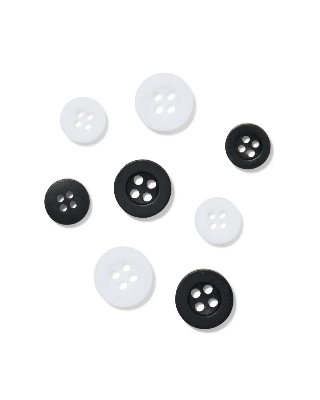 Knopenset zwart-wit - 8 stuks (zwart/wit) fra HEMA – produktbillede