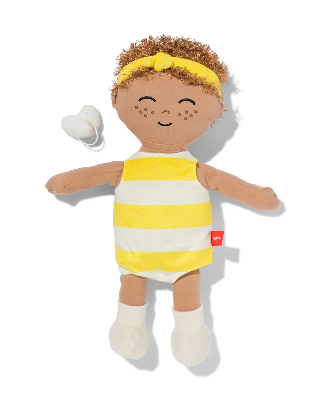 Knuffel babypop geel van HEMA – productfoto