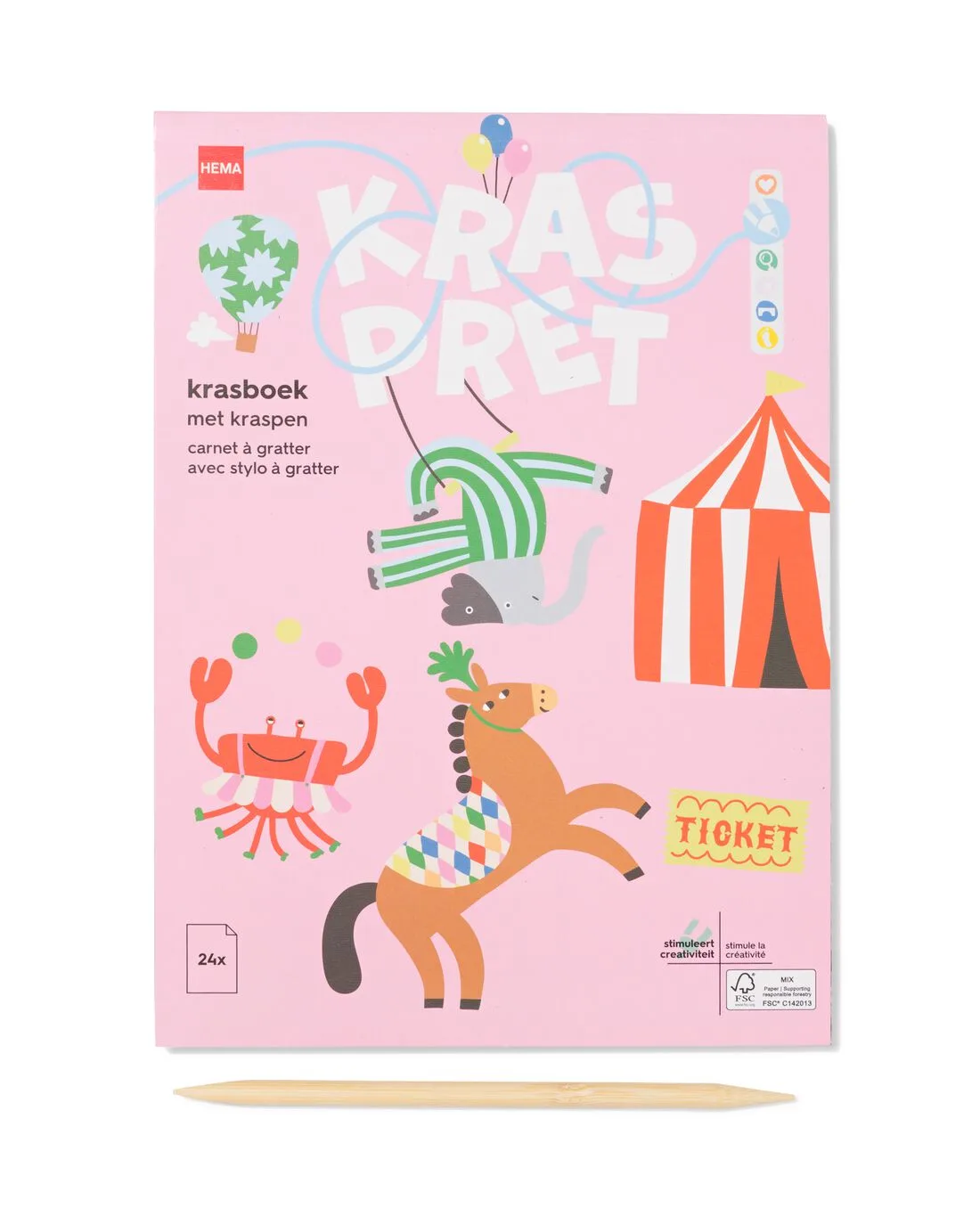 Kraskleurboek A5 circus fra HEMA – produktbillede