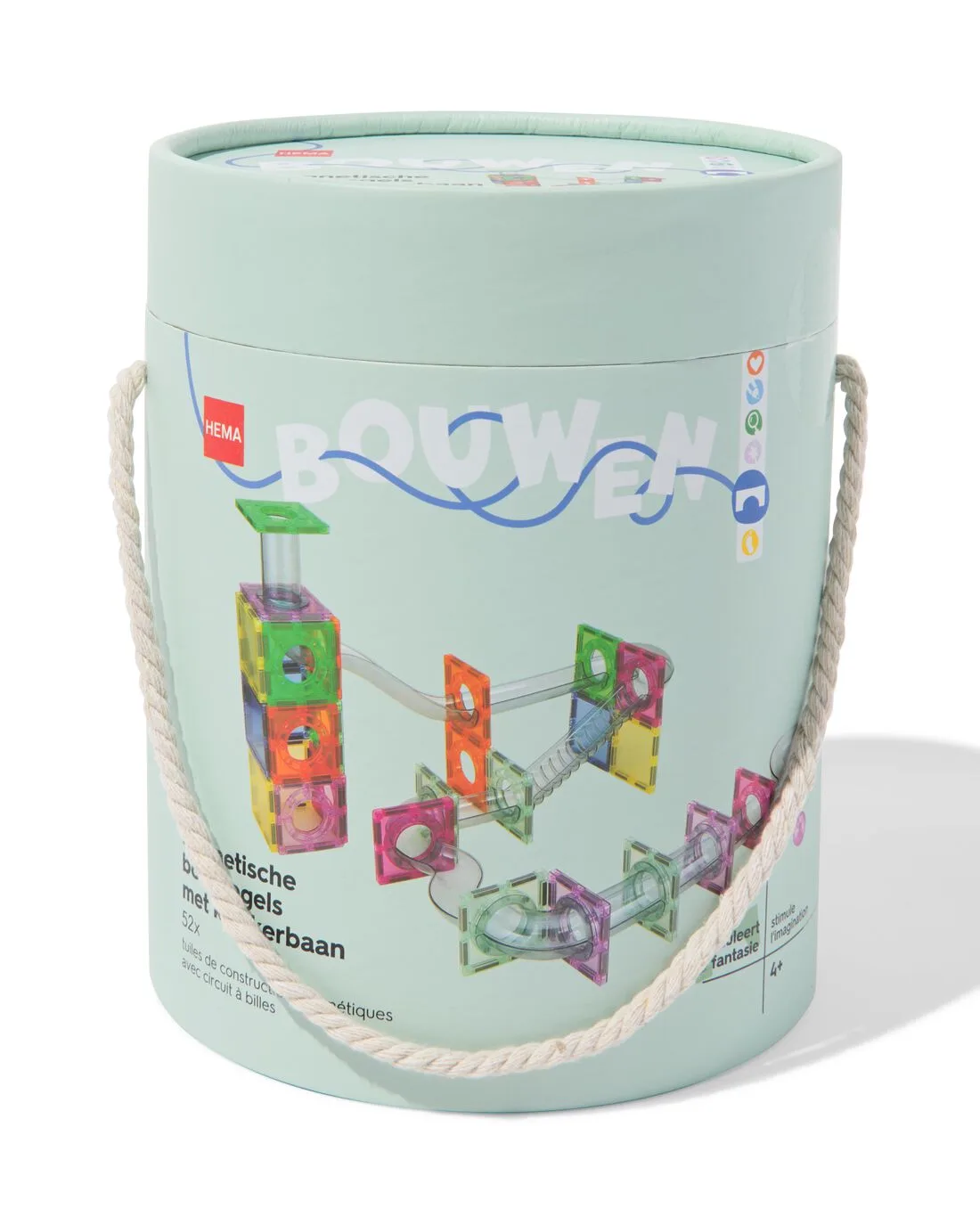 Magnetische bouwtegels met knikkerbaan 52-delig by HEMA – product photo