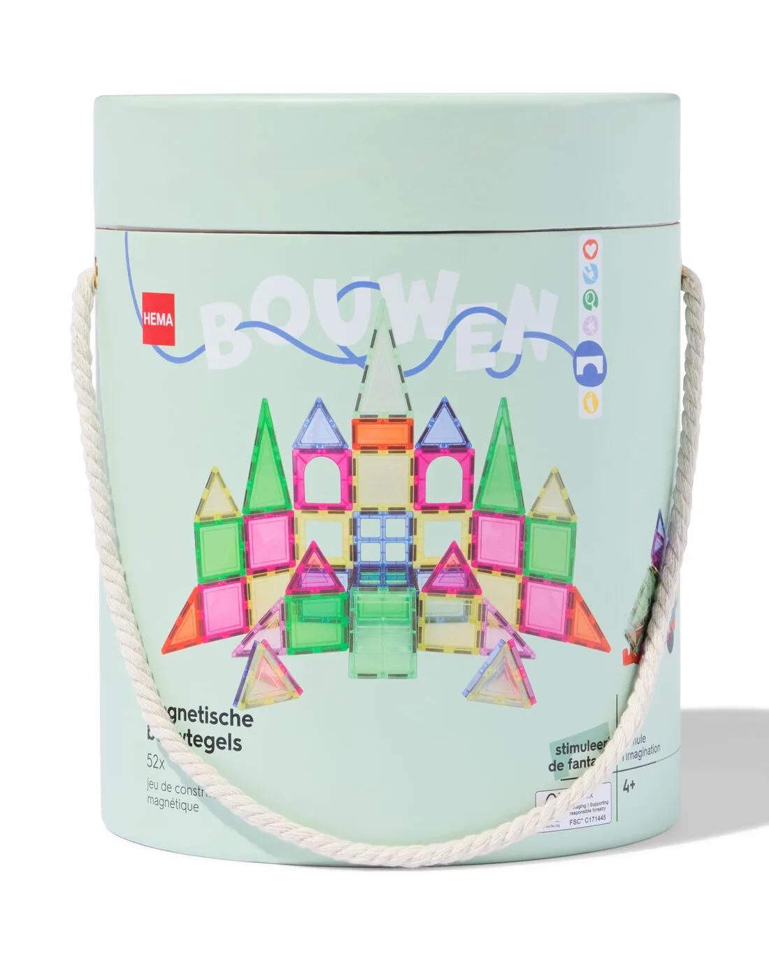 Magnetische tegels in emmer 52-delig by HEMA – product photo
