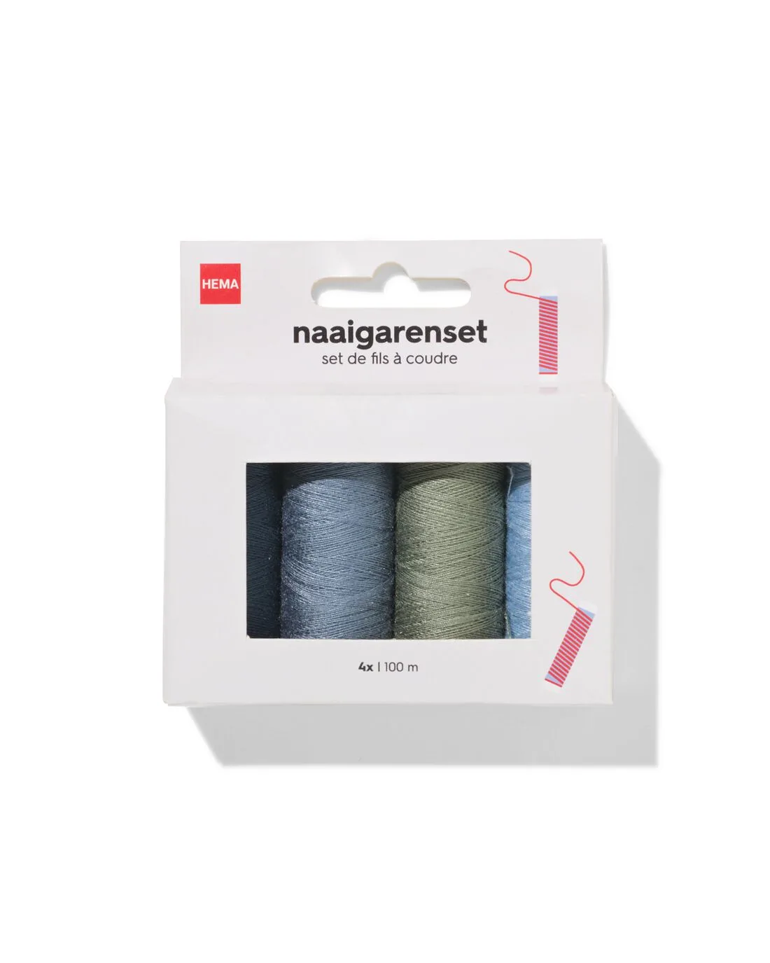 Naaigarenset 100m denim - 4 stuks (denim) von HEMA – Produktfoto