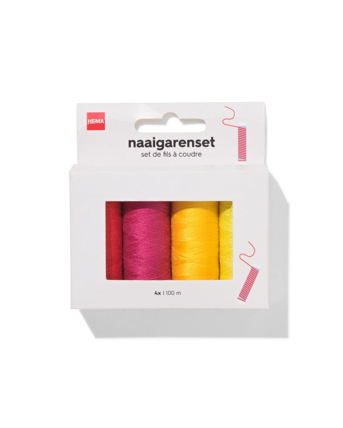 Naaigarenset 100m rood oranje roze geel - 4 stuks (roze) von HEMA – Produktfoto