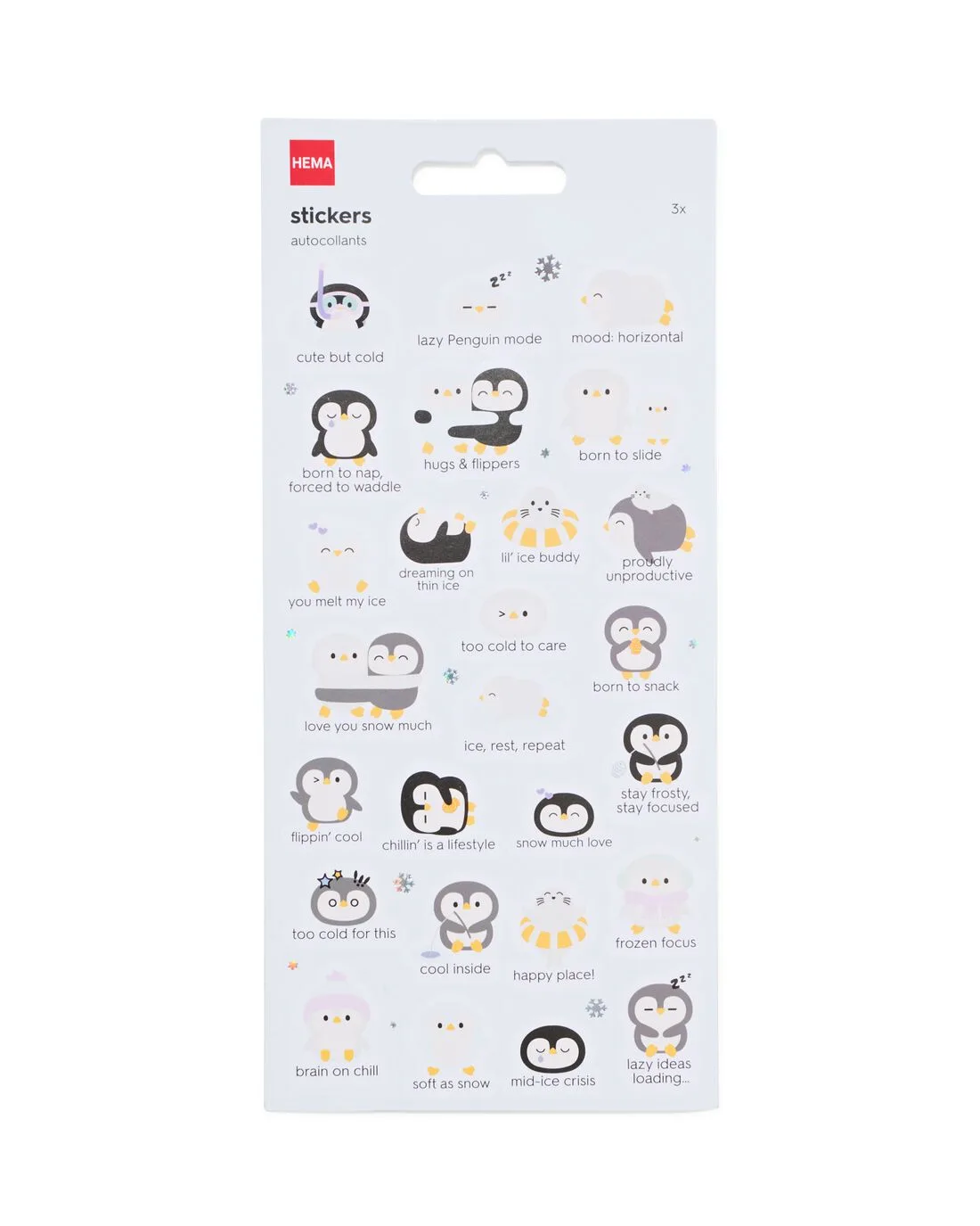 Stickervellen 12x22.2cm pinguïn - 3 stuks (multicolor) van HEMA – productfoto