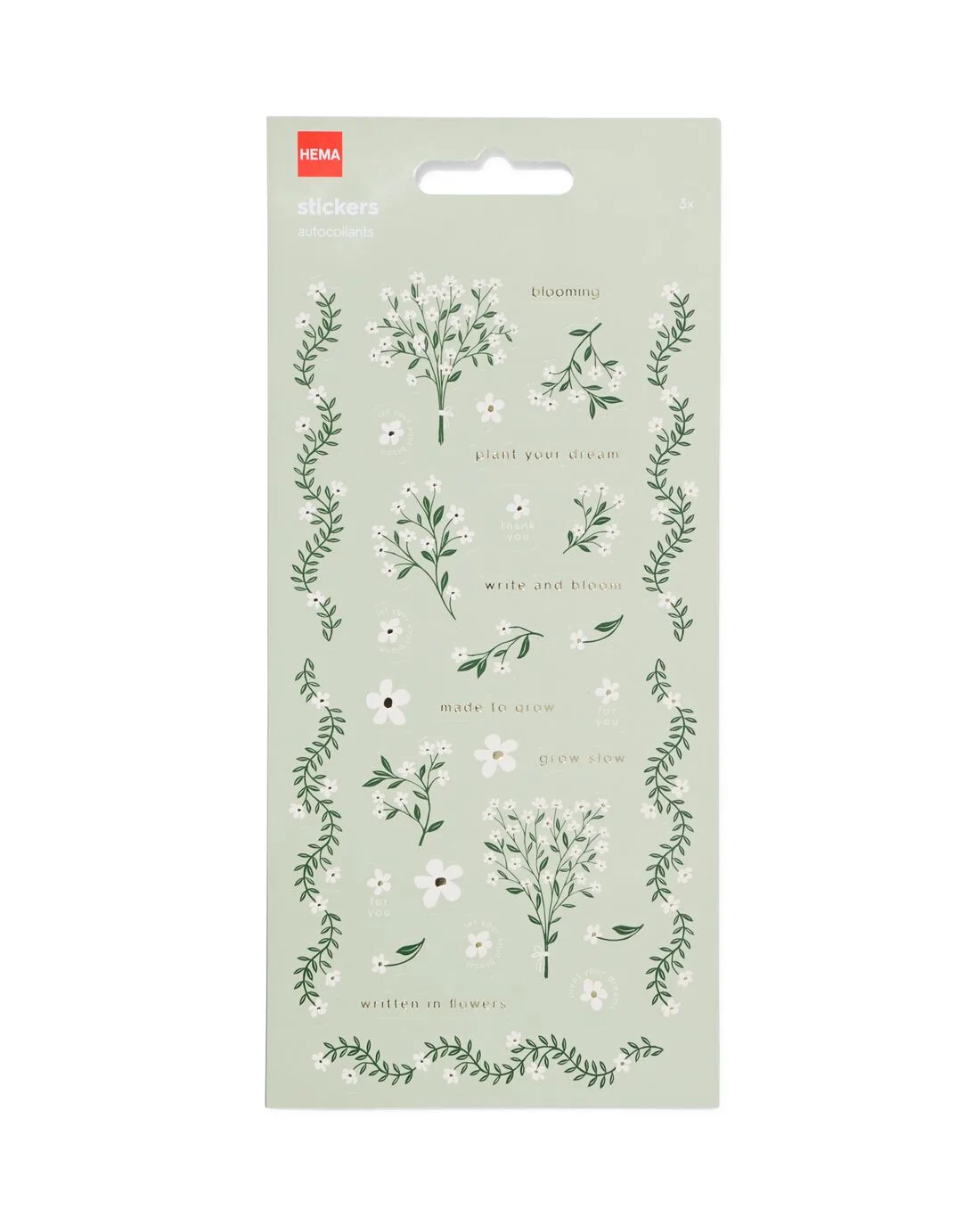 Stickervellen 22.2x12cm bloemen - 3 stuks (multicolor) van HEMA – productfoto
