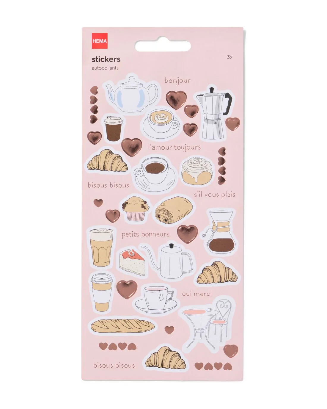 Stickervellen koffie en ontbijt - 3 stuks (multicolor) van HEMA – productfoto