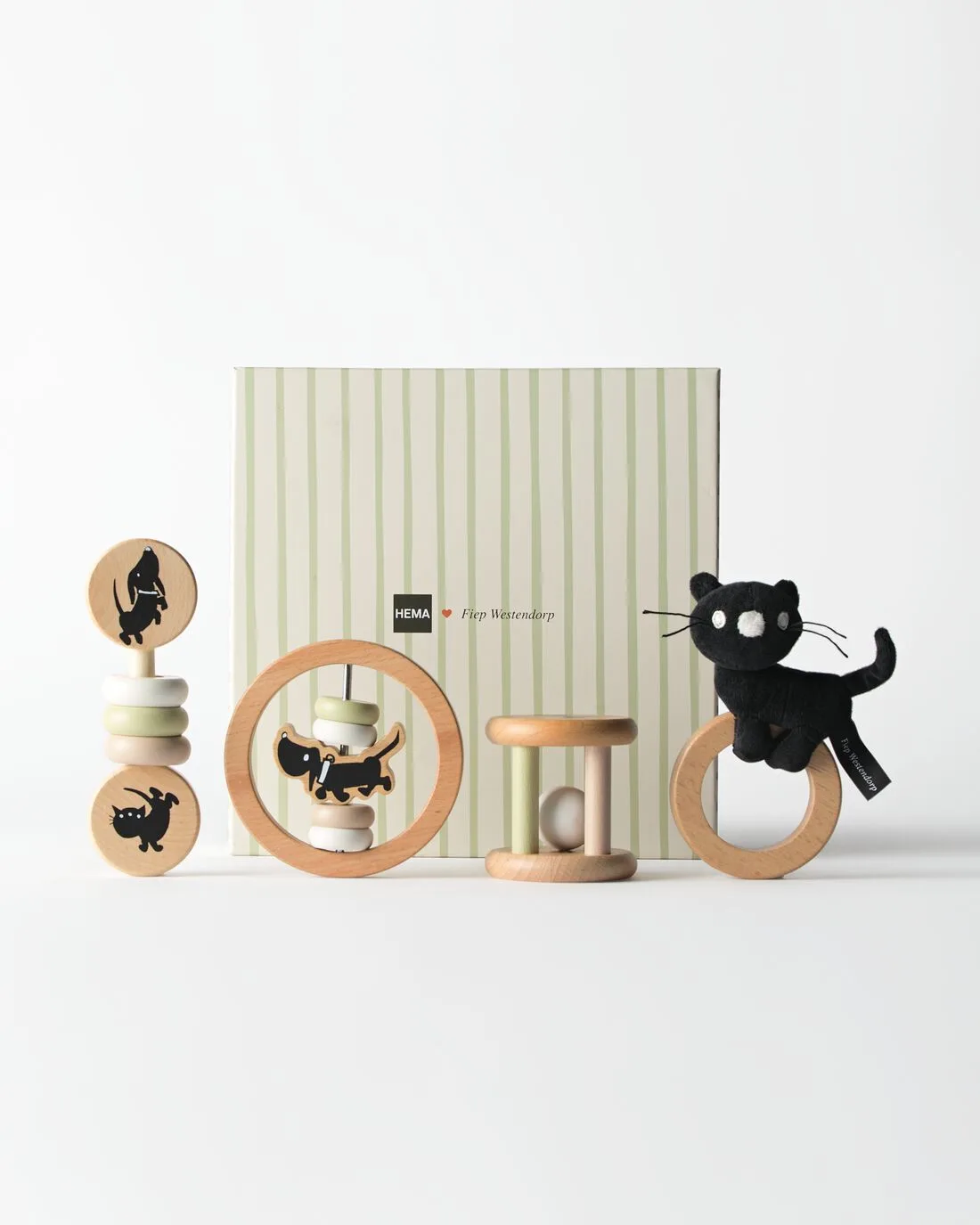 Takkie en Siepie cadeauset rammelaars 24x24x7.5cm hout von HEMA – Produktfoto