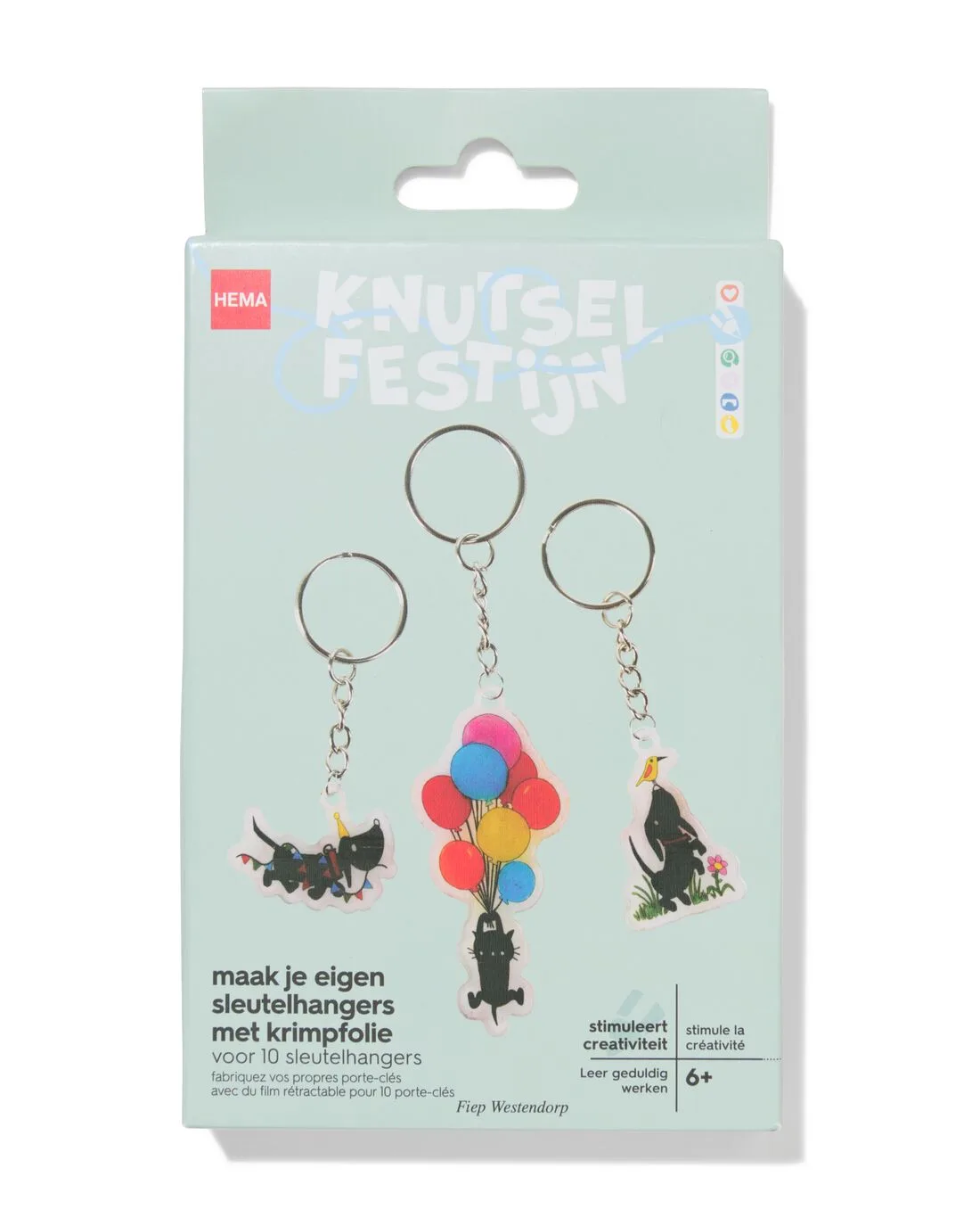 Takkie en Siepie krimpfolie sleutelhangersset van HEMA – productfoto