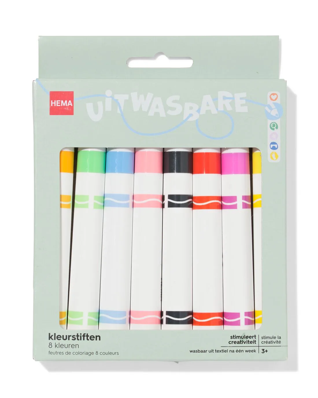 Uitwasbare stiften - 8 stuks van HEMA – productfoto