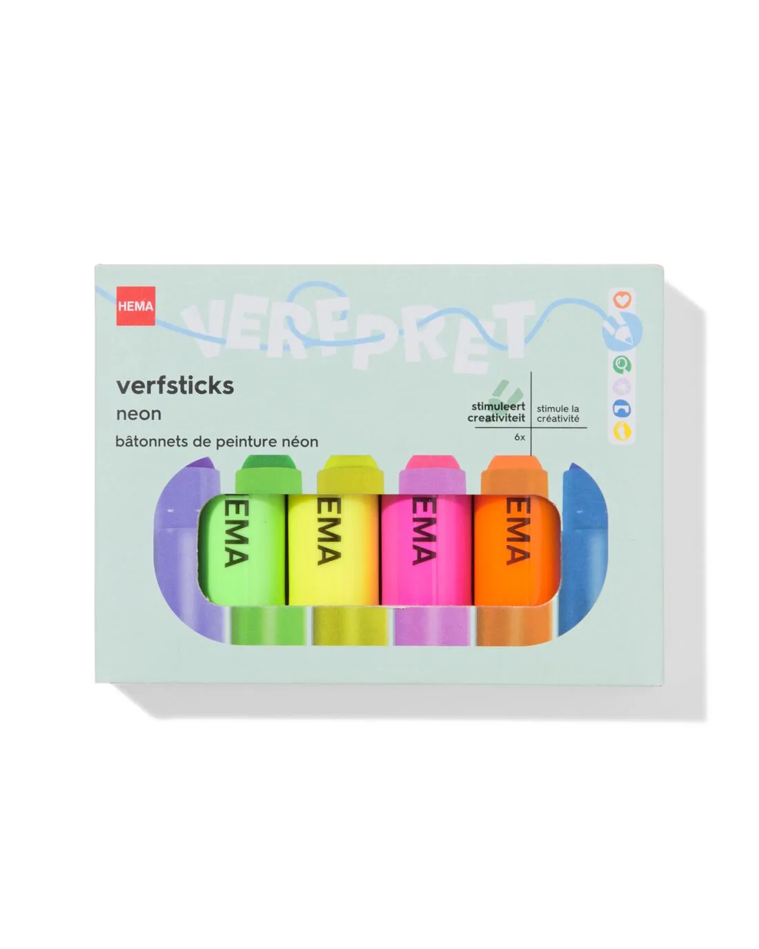 Verfsticks neon - 6 stuks van HEMA – productfoto