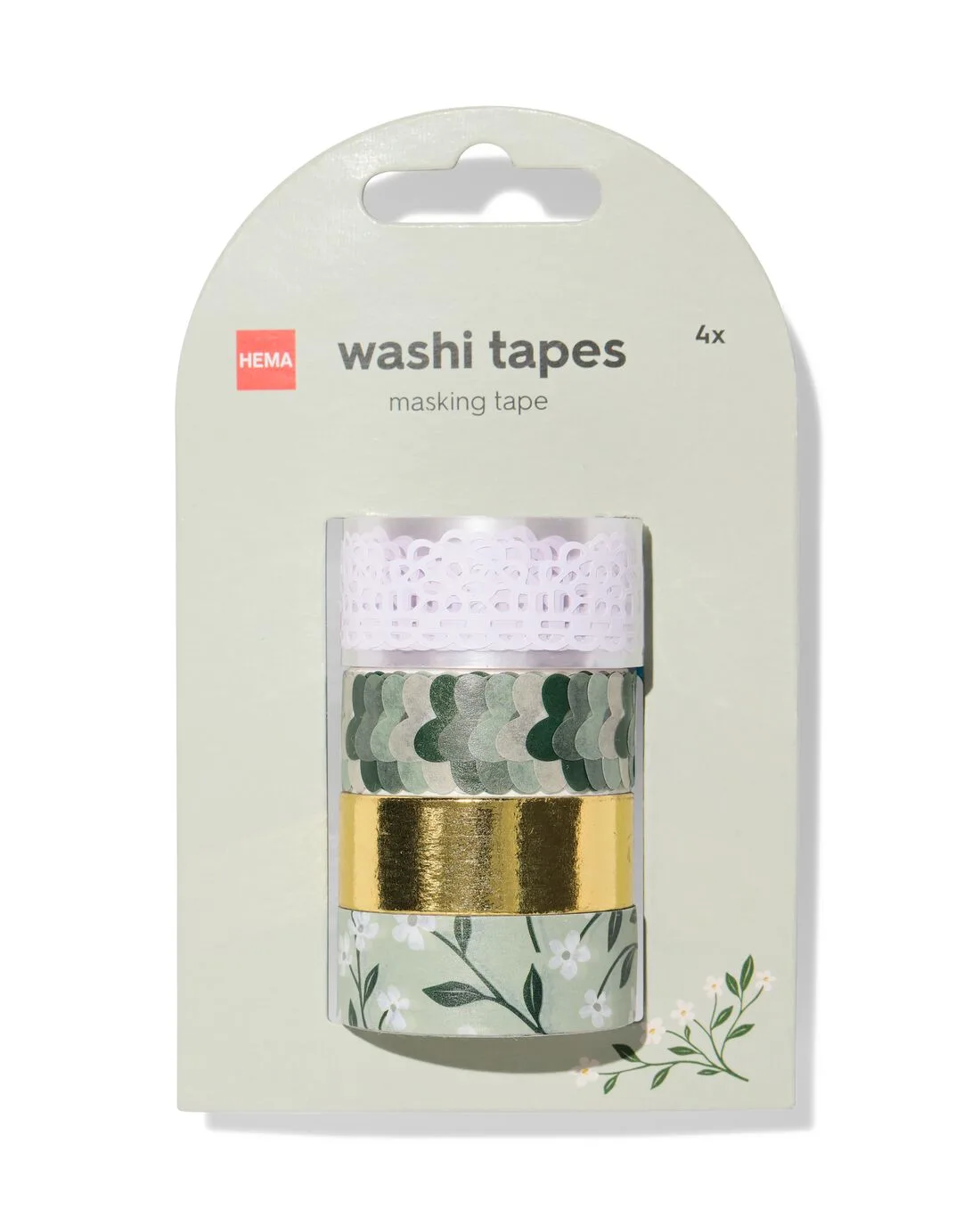 Washi tape 5mx1.5cm planten - 4 stuks (multicolor) van HEMA – productfoto