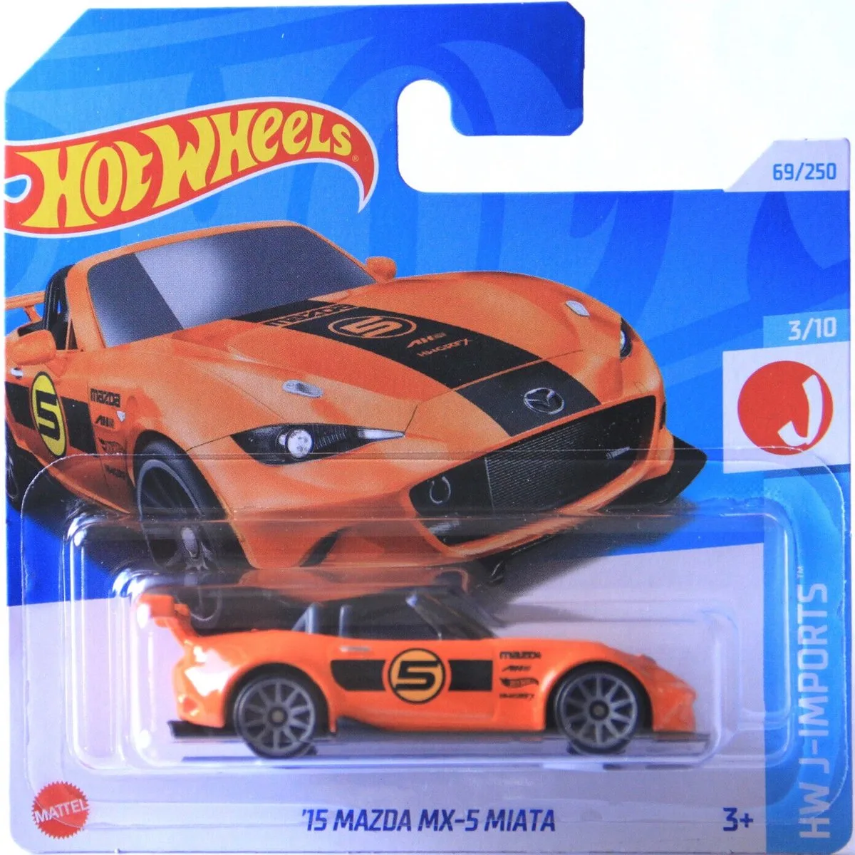 '15 MAZDA MX 5 MIATA 69/250 1:64 HW J-IMPORTS 3/10 SHORT CARD van Hot Wheels in Oranje – productfoto