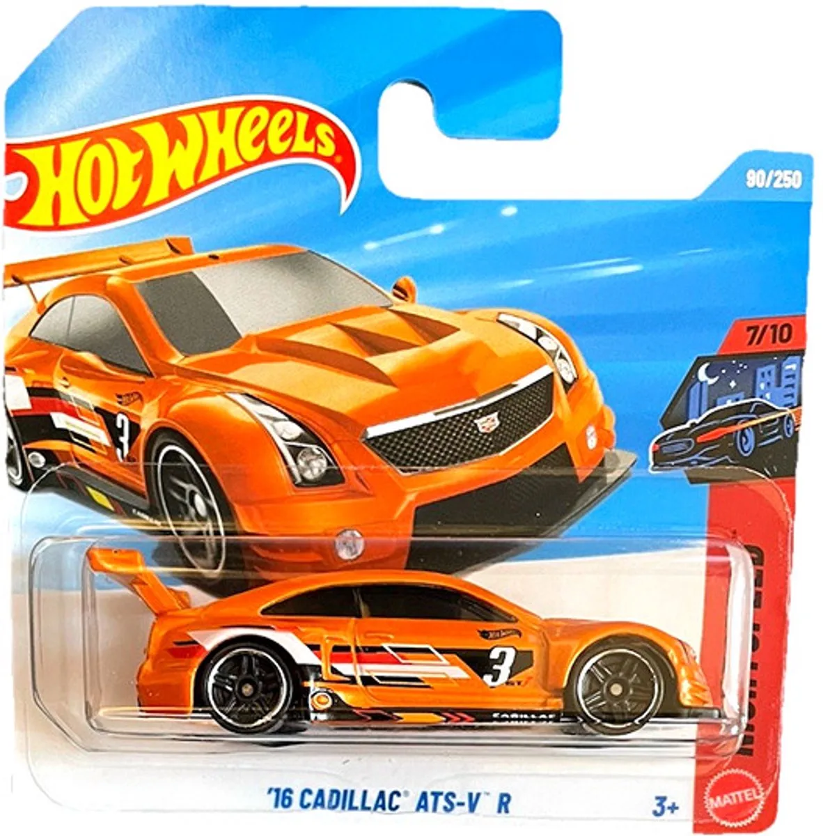 '16 CADILLAC ATS-V R 90/250 HW NIGHT SPEED 7/10 SHORT CARD 2026 van Hot Wheels in Oranje – productfoto