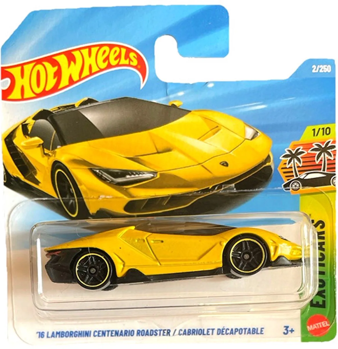 '16 LAMBORGHINI CENTENARIO ROADSTER/ CABRIOLET DÉCAPOTABLE 2/250 HW EXOTICARS 1/10 2026 1:64 SHORT CARD van Hot Wheels in Geel – productfoto