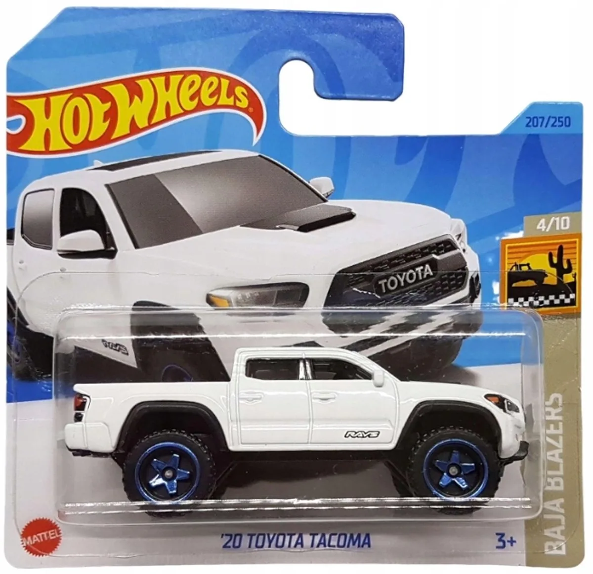 '20 Toyota Tacoma Baja Blazers 1:64 Schaal Modelauto de Hot Wheels en Blanc – photo du produit