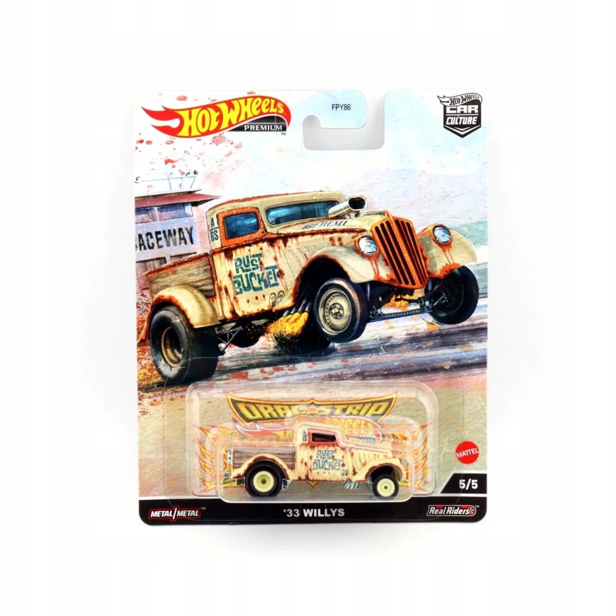 '33 Willys Drag Strip Premium autocultuur 1:64 de Hot Wheels en Beige – photo du produit