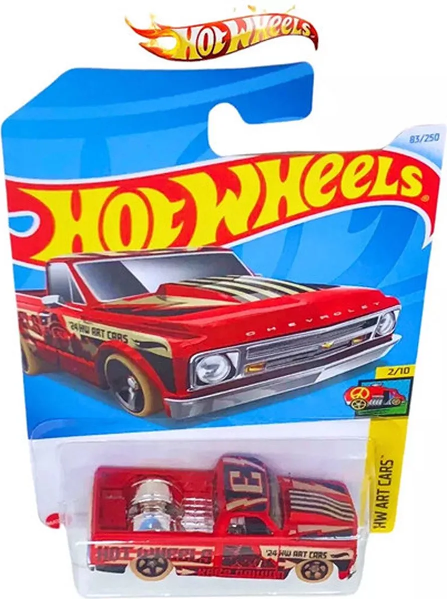'67 CHEVY C10 OLD RED 83/250 1:64 HW ART CARS 2/10 van Hot Wheels in Old, Rood – productfoto