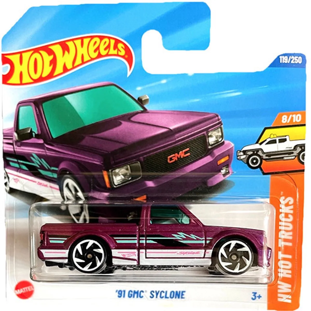 '91 GMC SYCLONE 119/250 HW HOT TRUCKS 8/10 de Hot Wheels en Purper – photo du produit