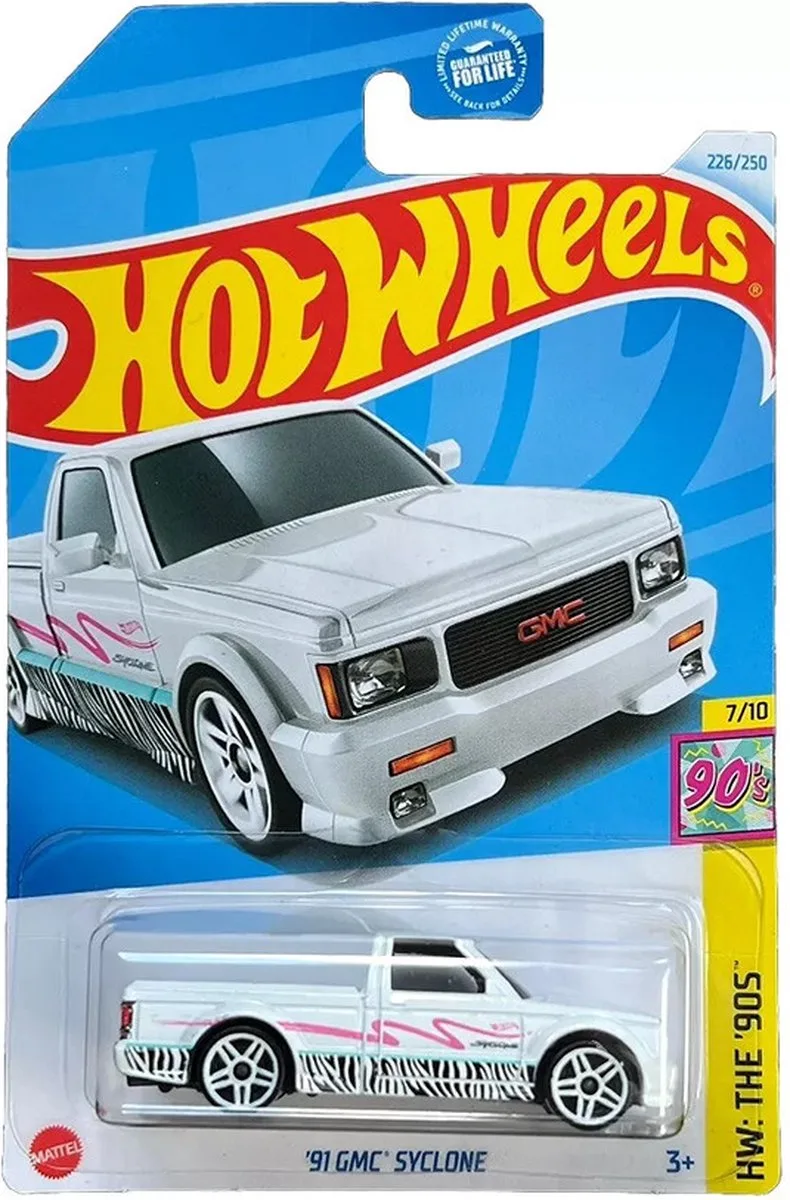 '91 GMC SYCLONE 226/250 1:64 HW THE '90S 7/10 de Hot Wheels en Blanc, Zebra – photo du produit