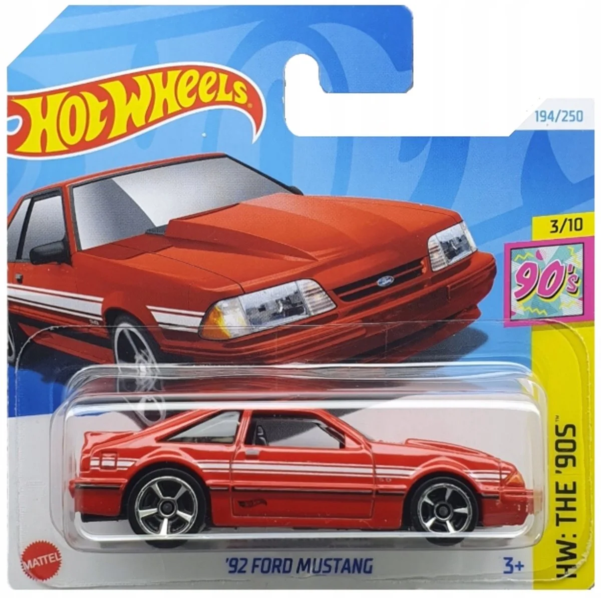 '92 Ford Mustang 1:64 Schaal-model - Jaren '90 verzamelobject by Hot Wheels in Red – product photo