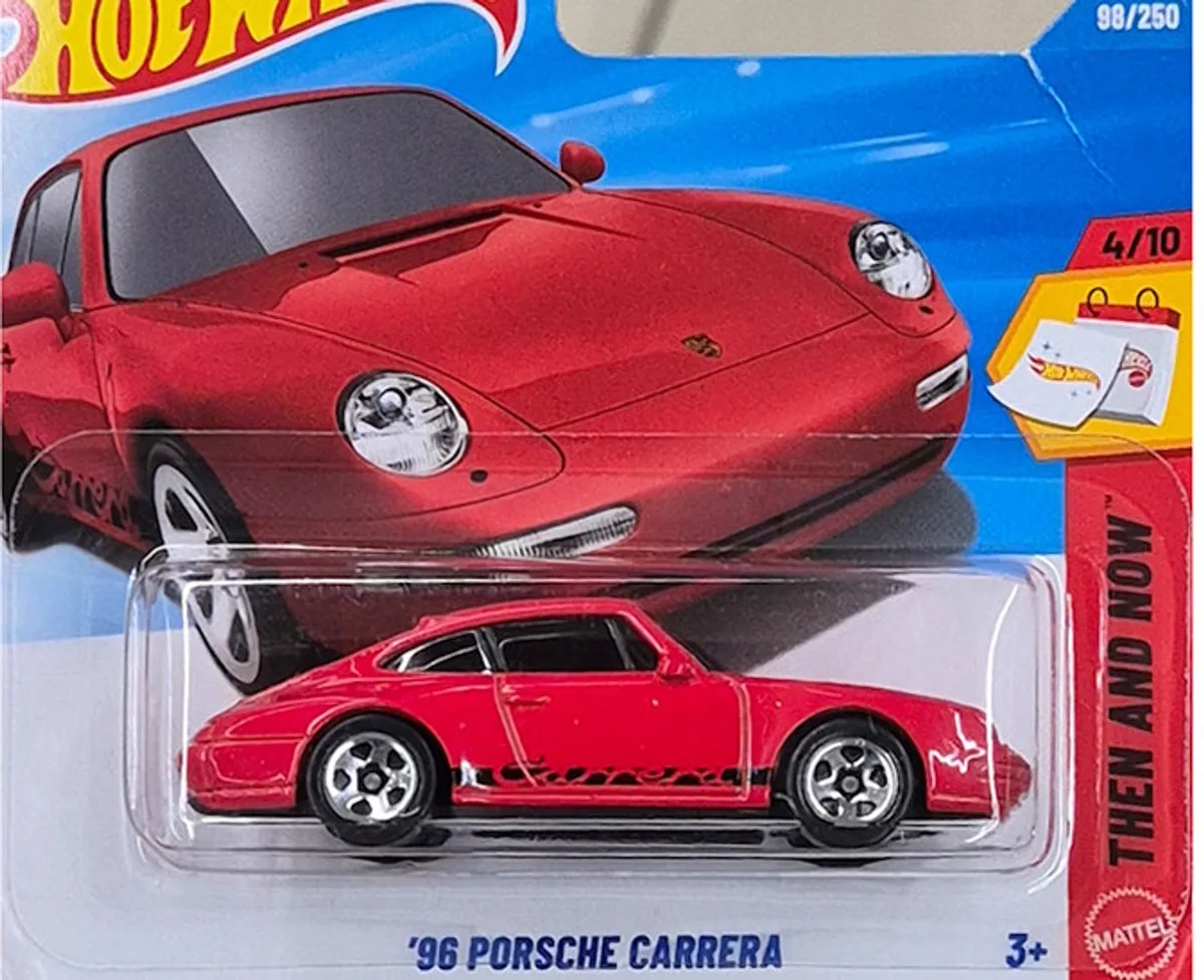 '96 PORSCHE CARRERA 98/250 HW THEN AND NOW 4/10 SHORT CARD 2026 van Hot Wheels in Racing red – productfoto