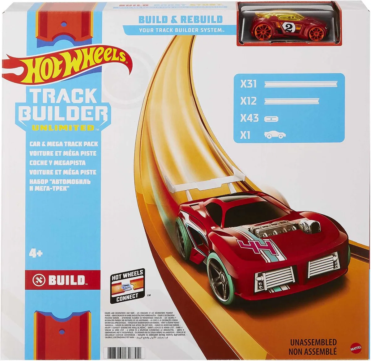 AUTO EN MEGABAANSET van Hot Wheels in Rood – productfoto