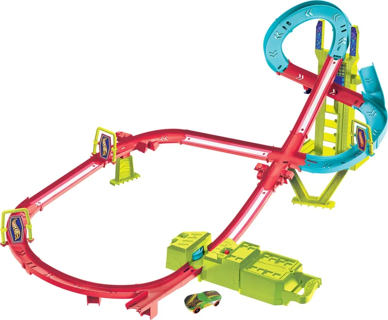 Baanset - Neon Snelheidsduivels Wolkenkrabber Circuit - Met 1 Hot Wheels auto - Racebaan by Hot Wheels in Multicolour – product photo