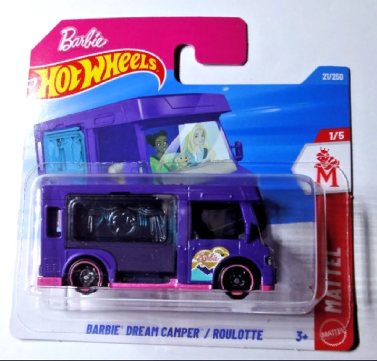 BARBIE DREAM CAMPER ROULOTTE 21/250 HW MATTEL 1/5 2026 1:64 SHORT CARD van Hot Wheels in Matte purple – productfoto