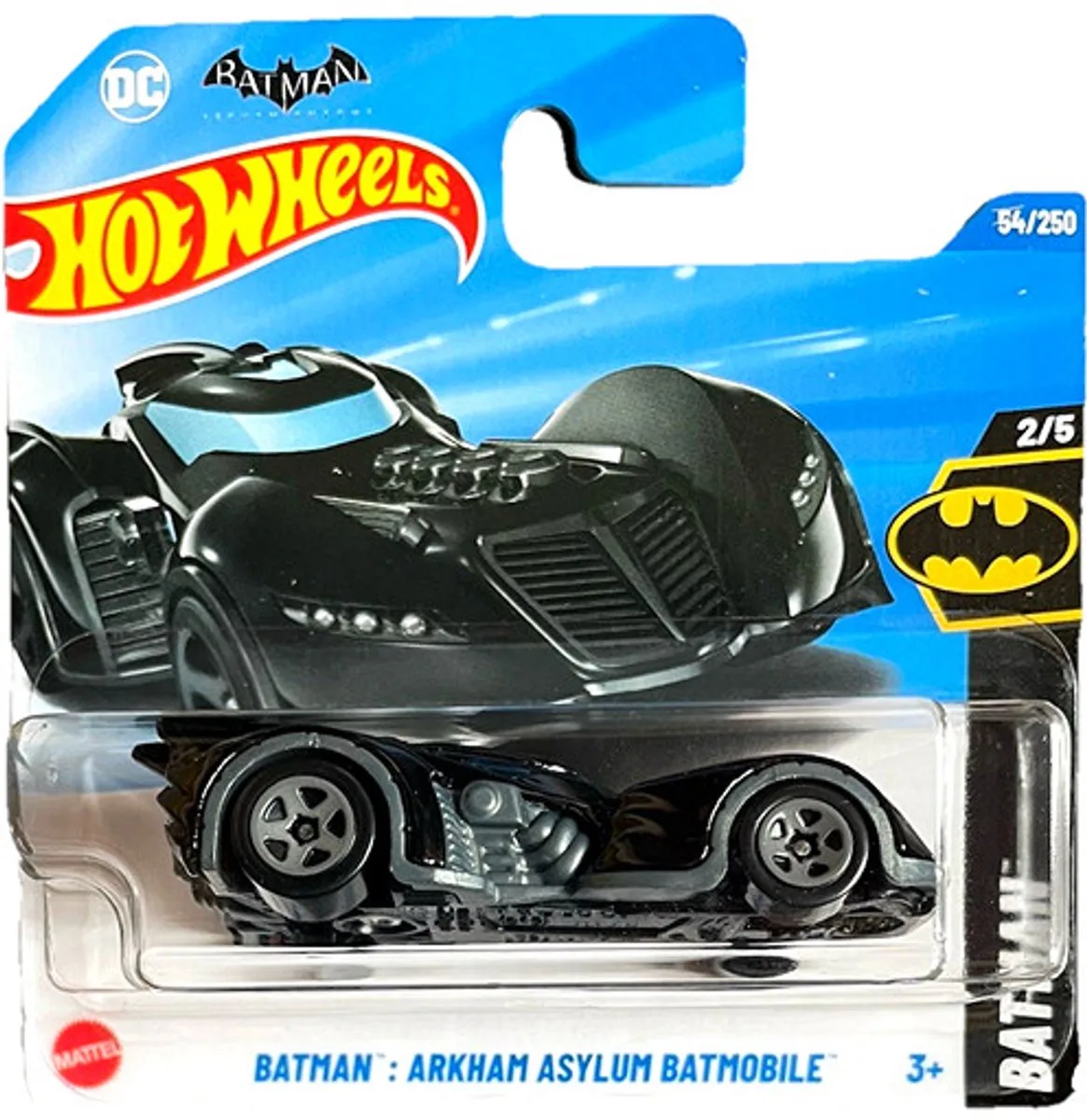 BATMAN ARKHAM ASYLUM BATMOBILE 54/250 1:64 HW 2025 BATMAN 2/5 SHORT CARD van Hot Wheels in Zwart – productfoto