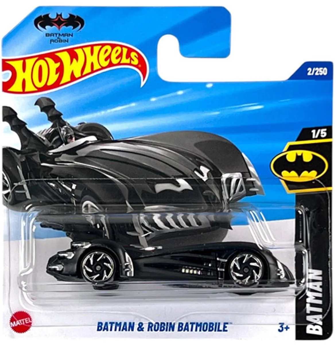 BATMAN & ROBIN BATMOBILE 2/250 1:64 HW BATMAN 1/5 2025 fra Hot Wheels i Black chrome – produktbillede