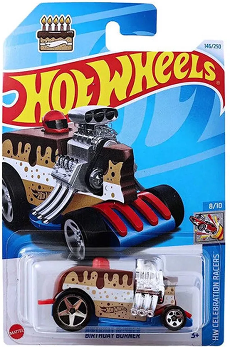 BIRTHDAY BURNER 146/250 RED (1:64) HW CELEBRATION RACERS 8/10 van Hot Wheels in Cake – productfoto