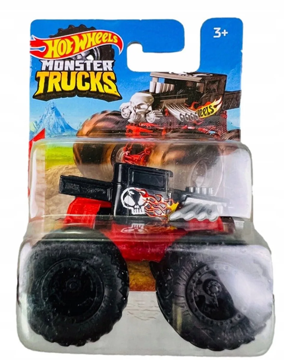 BONE SHAKER HFB96 HW MONSTER TRUCKS 1:64 SHORT CARD 2025 von Hot Wheels in Black red – Produktfoto