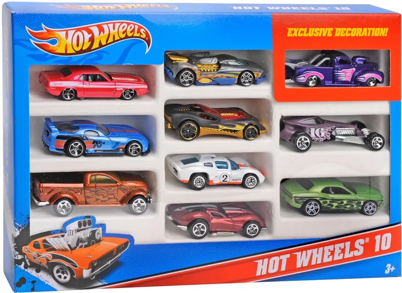 Cadeauset Met 10 Auto's - 10 Pack Speelgoedvoertuig von Hot Wheels in 10 Auto's – Produktfoto