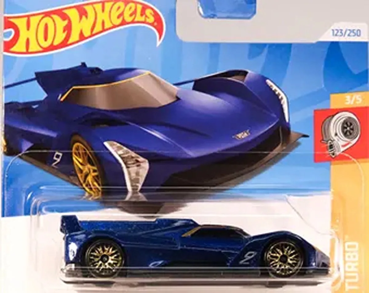 CADILLAC PROJECT GTP HYPERCAR 123/250 BLUE METALIC 1:64 HW TURBO 3/5 van Hot Wheels in Metalic blue – productfoto