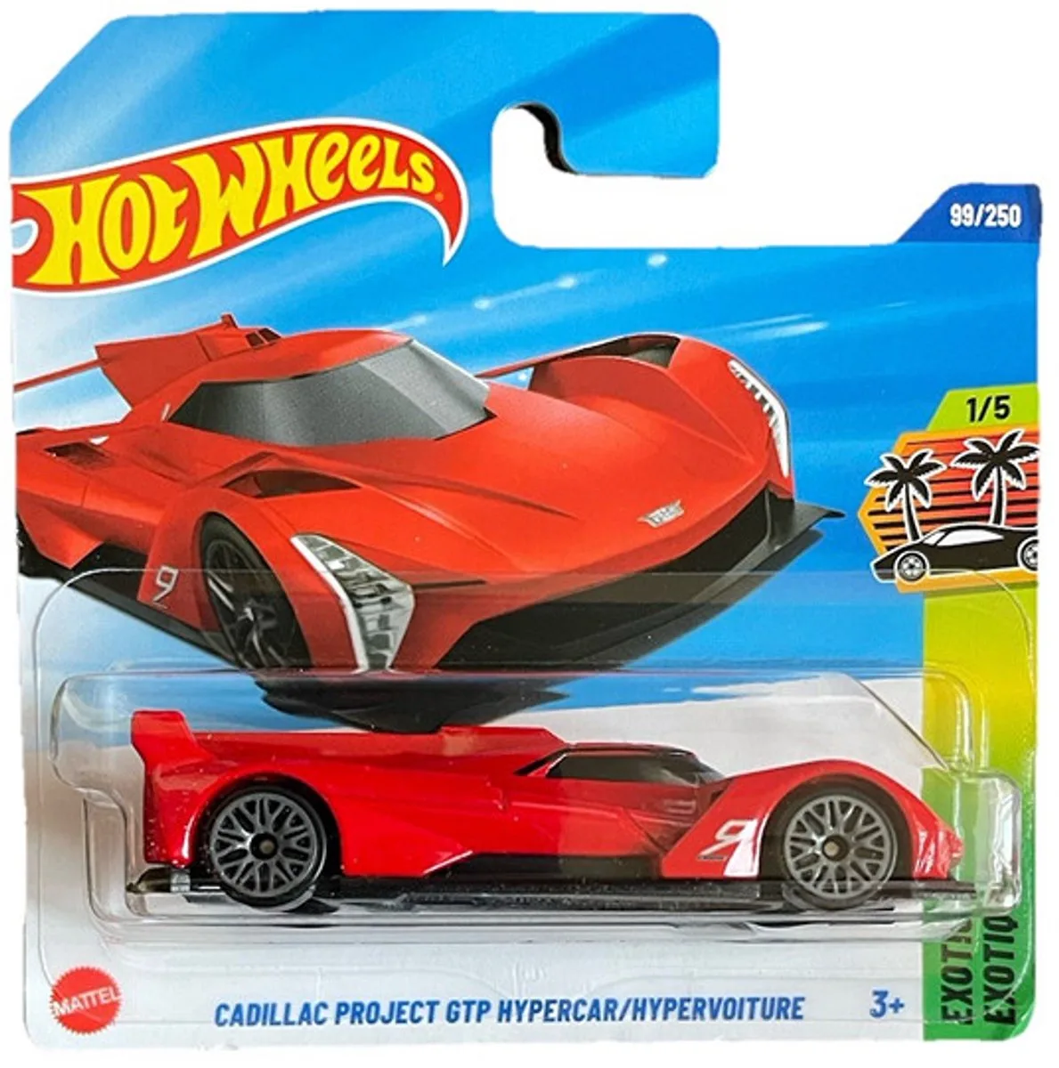 CADILLAC PROJECT GTP HYPERCAR/ HYPERVOITURE 99/250 HW EXOTICS EXOTIQUES 1/5 1:64 SHORT CARD 2025 by Hot Wheels in Racing red – product photo