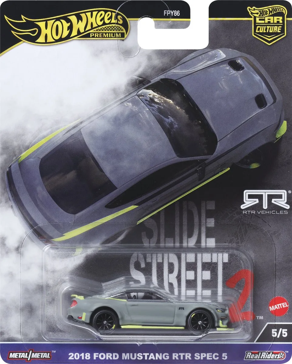 Car Culture Circuit Legend 2018 Ford Mustang RTR Spec 5 von Hot Wheels in Grün, Grau – Produktfoto