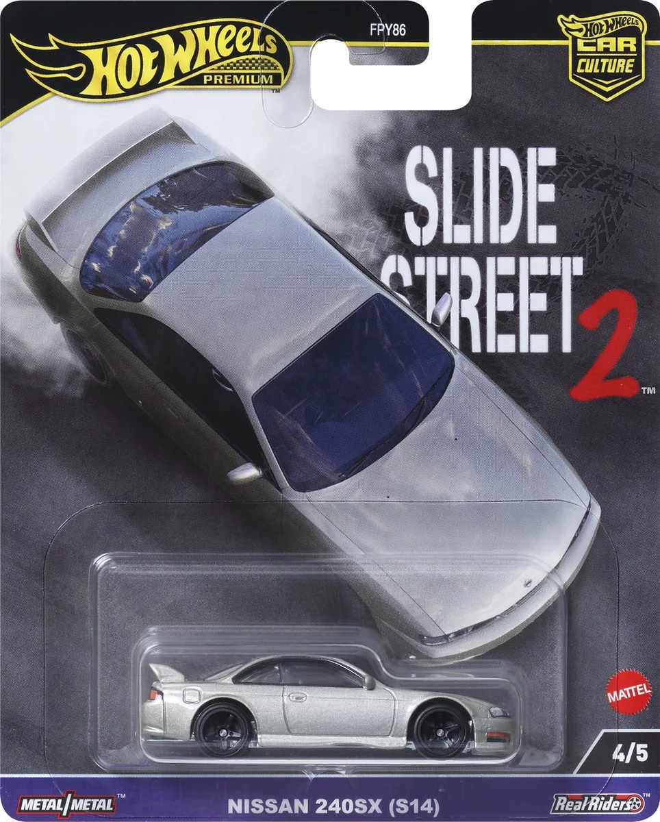 Car Culture Circuit Legend Nissan 240SX (S14) von Hot Wheels in Silber – Produktfoto